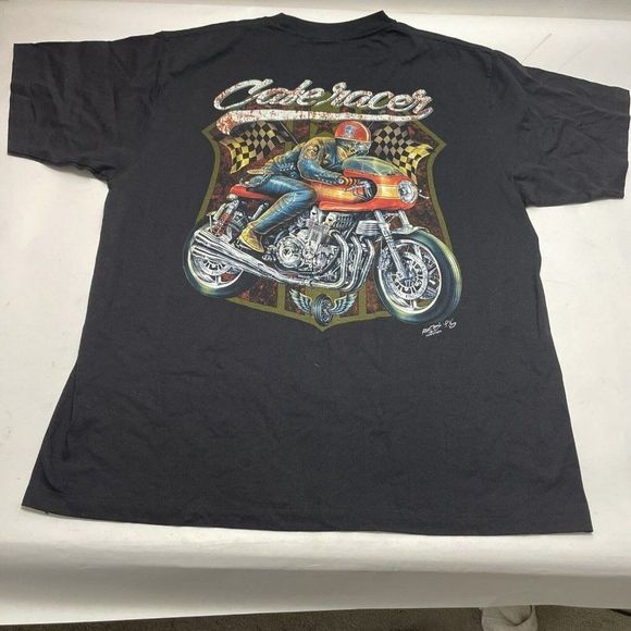 Cafe Racer Rock Chang Black Double Sided Motorcycle T Shirt Mens Size XXL - Picture 9 of 9
